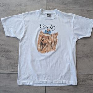 Vintage Screen Stars Best Yorkie Graphic White T Shirt Single Stitch Large
